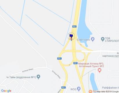 Билборд B в Обухове км. 43+400 праворуч(Н-01 Київ-Знамянка), на розвязці, в'їзд в м.Обухів схема
