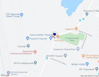 Билборд B в Ирпене м. Ірпінь, вул. Котляревського, біля магазину Преміум схема