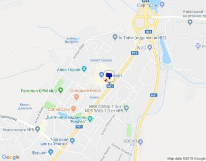 Білборд, Бігборд (Борд)  B у Обухові м. Обухів, вул. Київська, 117, біля супермаркета "Велика кишеня" (автозупинка "Піщана") схема