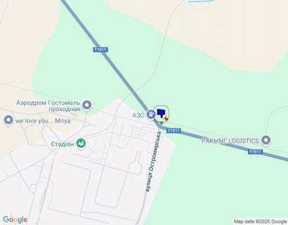 Билборд A в Гостомеле, 6х3  м. Гостомель, вул. Леонтовича- вул. Автошляхова-вул. Остромирська (біля АЗС), виїз в бік Бородянки схема