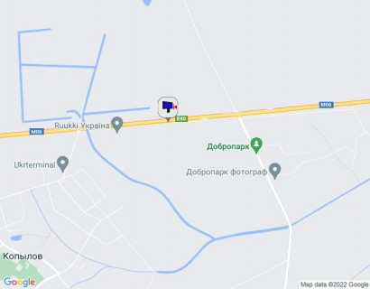 Билборд B на трассах Киевской области, 6х3  Траса М-06 "Київ-Чоп" (Житомир), км 44+000 ліво, через 800м після повороту на Мотижин та автобусної зупинки, за 500м до заводу "Ruukki" схема