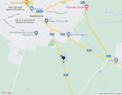 Билборд B в Борисполе, 6х3  Черкаська траса, траса Н-08 "Бориспіль-Дніпро-Запоріжжя", км 2+300 ліво, виїзд з м. Бориспіль в напрямку Дніпра (Переяслава) схема