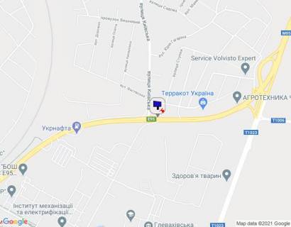 Билборд A в Глевахе, 6х3  смт. Глеваха, траса М-05 Київ-Одеса, км 27+040 право, поворот на вул. Київська, за 150м до автобусної зупинки схема