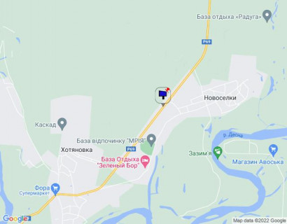 Билборд A в Новосёлках, 6х3  с. Новосілки, траса Р-69 "Київ-Вишгород-Десна", км 35+350 ліво, за 850м до повороту на базу відпочинку Арсеналець та "МРІЯ" схема