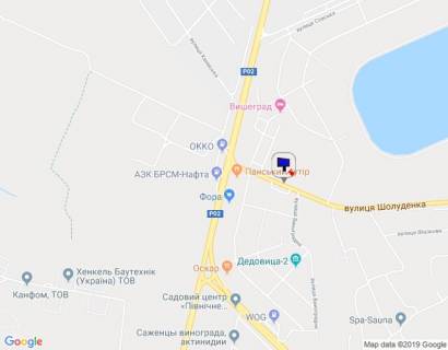 Билборд A в Вышгороде, 6х3  м. Вишгород, вул. Шолуденка, за 250м до повороту на трасу Р-02, АЗС ОККО та Нові Петрівці, через 75м після повороту на вул. Виноградна, через 400м після ЖК "Зіркова Вежа" схема