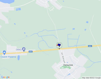 Билборд A в Копилові, 6х3  с. Копилів, траса М-06 "Київ-Чоп" (Житомир), км 46+500 ліво, за 150м до повороту на вул. Жовтнева та вул. Заводська схема