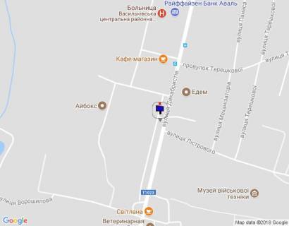 Билборд A в Василькове м. Васильків, вул. Декабристів,79, Хлібзавод, Бетонний завод схема