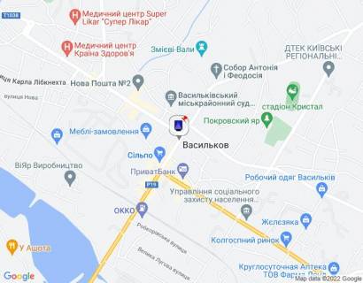 Сiтiлайт A у Василькові, 1,2х1,8  м. Васильків, вул. Соборна, 91, перехрестя з вул. Юних Комунарів, через 100м після перехрестя з вул. Шевченка та вул. Покровська, за 180м до повороту на вул. Володимирська та магазину "Сільпо" схема