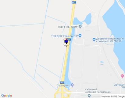 Билборд A в Обухове км 42+500 праворуч (Н-01 Київ-Знам'янка), на повороті до ТОВ Інтерфом схема