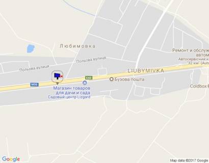 Билборд B в Любимовке, 6х3  с. Любимівка, траса М-06 "Київ-Чоп" (Житомир), км 33+680 ліво, через 250м після садового центру "Лізгард" схема