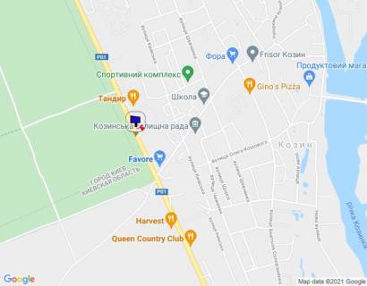 Билборд B в Козине, 6х3  Конча-Заспа, траса Р-01, км 29+600 право, за 750м до повороту на котеджне містечко "РОМАНОВО", парковка ресторану "ТАНДИР", через 200м після автобусної зупинки, через 220м після повороту на вул. Партизанська, через 300м після супермаркету "FAVORE" схема