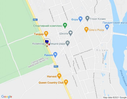 Билборд B в Козине, 6х3  Конча-Заспа, траса Р-01, км 29+600 право, за 750м до повороту на котеджне містечко "РОМАНОВО", парковка ресторану "ТАНДИР", через 200м після автобусної зупинки, через 220м після повороту на вул. Партизанська, через 300м після супермаркету "FAVORE" схема