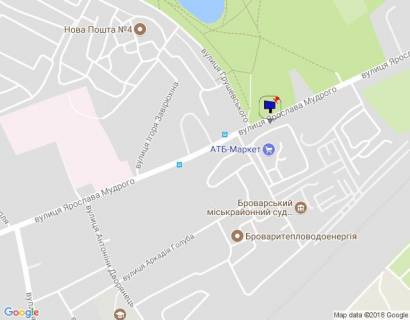Билборд B в Бровары м. Бровари, Ярослава Мудрого вул. (кол. Кірова), 90, за 50м до повороту на вул. Грушевського, біля магазину АТБ, навпроти парку Перемоги схема