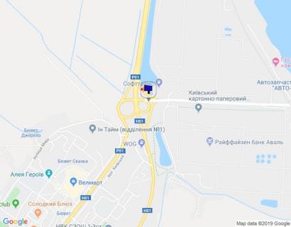 Білборд, Бігборд (Борд)  A у Обухові м. Обухів, початок вул. Промислова, міст через трасу Н-01 Київ-Знамянка, на повороті на Київ схема