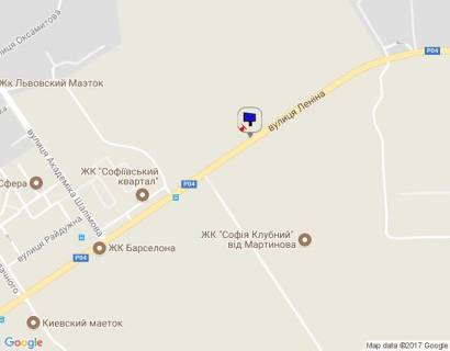 Билборд B в Киеве траса "Київ-Бишів-Звенигородка", км 2+650 право, с. Софіївська Борщагівка, вул. Соборна (Леніна), ЖК "Софіївський Квартал", ЖК Уютний квартал" схема