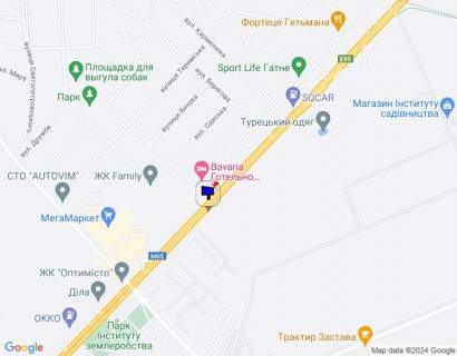 Билборд B в Гатном, 6х3  с. Чабани, траса М-05 Київ-Одеса, км 14+625 ліво, через 560м після Нової Лінії та магазину АТБ, за 320м до заїзду у МегаМаркет Гатне, за 465м до повороту на Гатне, Крюківщину, Вишневе та ЖК "Оптимісто", низ схема