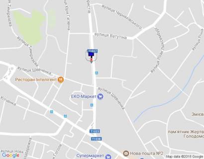 Билборд B в Василькове м. Васильків, вул. Декабристів, 9, 50 м від перехрестя з вул. Шевченко схема