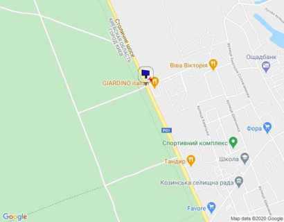 Билборд B в Козине, 6х3  Конча-Заспа, траса Р-01, км 29+000 право, котеджне містечко "РОМАНОВО", комплекс "Сезони SPA", ресторан "Giardino", супермаркет "Wine Time" схема