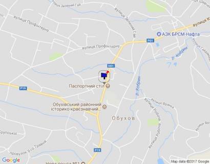 Билборд A в Обухове м. Обухів,км. вул..Київська, 5 (навпроти Обухівського райвідділу міліції) схема