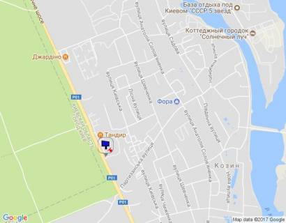 Билборд A в с. Козине Конча-Заспа, траса Р-02, км 29+600 ліво, котедж. містечко "РОМАНОВО", парковка ресторану "ТАНДИР" схема