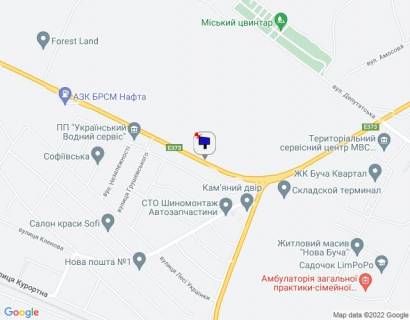 Билборд B в Ворзеле, 6х3  м. Буча, траса М-07 "Київ-Ковель", км 31+050 право, навпроти АЗС Лукойл, за 100м до повороту на смт. Ворзель схема