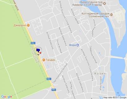 Билборд B в с. Козине Конча-Заспа, траса Р-02, км 29+340 право, котедж. містечко "РОМАНОВО", навпроти ресторан "ТАНДИР" схема