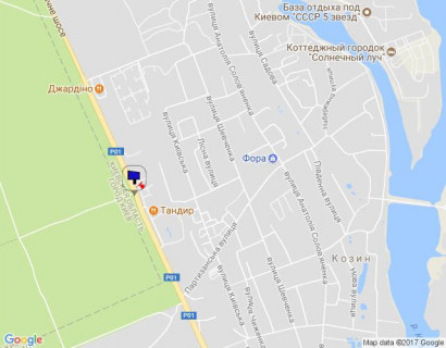 Билборд B в Козине, 6х3  Конча-Заспа, траса Р-01, км 29+340 право, за 500м до повороту на котеджне містечко "РОМАНОВО", за 400м до комплексу "Сезони SPA" та ресторану "Giardino", через 100м після ресторану "ТАНДИР" схема
