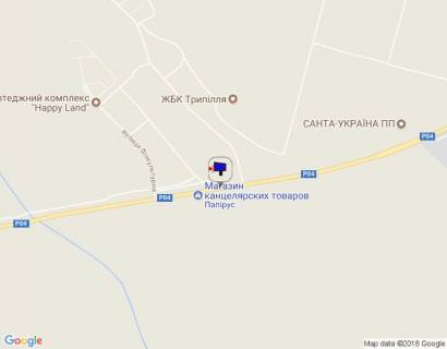 Билборд B в Киеве с. Святопетрівське, траса Р-04 "Київ-Бишів-Звенигородка", вул. Білогородська, біля ЖК "Фізкультурний" та ЖК "Whitehall", через 300м після повороту на вул. Фізкультурна і котеджний комплекс "Happy Land", через 100м після магазину "Папірус" схема