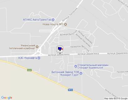 Billboard A in Uman m. Uman', st. Derev'anka, 12, za 250m do rozv'azki z st. Teplicna, cerez 90m pisla avtobusnoi zupinki ta 355m pisla povorotu na st. Levanevs'kogo scheme