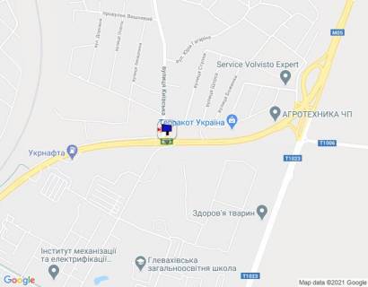 Билборд A в Глевахе, 6х3  смт. Глеваха, траса М-05 Київ-Одеса, км 27+100 ліво, через 460м після АЗС Укрнафта та через 90м після автобусної зупинки, за 610м до розв'язки на м. Васильків схема
