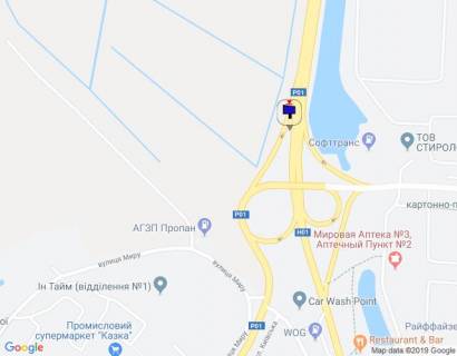 Билборд A в Обухове, 12х3  Дніпровське шосе, траса Н-01 "Київ-Знам'янка", км 43+200 право, розв'язка на м. Обухів та м. Українка, в'їзд в м. Обухів з м. Київ, правий схема