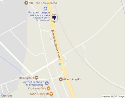 Билборд B в Ходосовке, 6х3  Дніпровське шосе, траса Н-01 "Київ-Знам'янка", км 23+300 ліво, за 270м до повороту на с. Ходосівку та АЗС UPG, через 100м після садового центру "Інтерфлора" схема