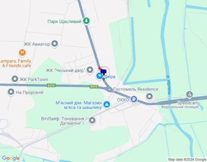 Билборд A в Гостомеле, 6х3  м. Гостомель, вул. Свято-Покровська, навпроти №32, парковка Фора, KFC, перед кругом Гостомель-Ірпінь-Буча схема