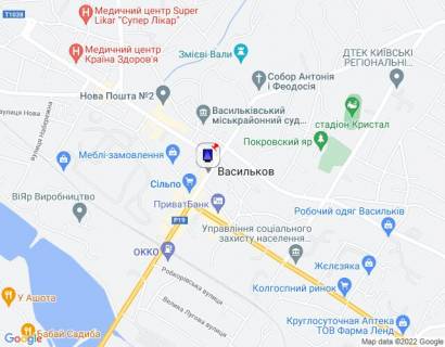 Ситилайт A в Василькове, 1,2х1,8  м. Васильків, вул. Соборна, 60, біля магазину "Фокстрот", через 70м після перехрестя з вул. Юних Комунарів, через 150м після перехрестя з вул. Шевченка та вул. Покровська, за 130м до повороту на вул. Володимирська та магазину "Сільпо" схема