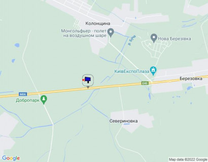 Білборд, Бігборд (Борд)  A на трасах Київської області, 6х3  Траса М-06 "Київ-Чоп" (Житомир), км 41+370 ліво, поворот на котеджне містечко "Німецька слобода" схема
