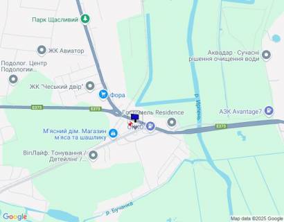 Билборд B в Ирпене, 6х3  м. Ірпінь, вул. Чкалова, виїзд з м. Ірпінь в м. Гостомель, перед Ірпінським кільцем, навпроти АЗС "ОККО", АЗС Параллель, біля Сіті Маркету, виїзд на трасу М-07 "Київ-Ковель" схема