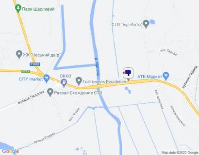 Билборд B в Ирпене, 6х3  м. Ірпінь, траса М-07 "Київ-Ковель", км 22+900 право, міст через р. Ірпінка, через 850м після розвилки Ірпінь-Гостомель-Буча, ЖК "Гостомель Резіденс", верх схема