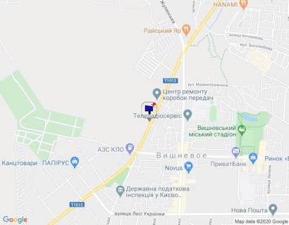 Билборд A в Вишневое м. Вишневе, вул.Київська, 1/5, перед поворотом на вул. Європейська, ЦЕНТР РЕМОНТУ КОРОБОК ПЕРЕДАЧ схема