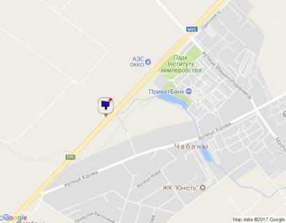 Билборд A в Чабаны с. Чабани, траса М-05 Київ-Одеса, км 15+880 право, через 500м після АЗС ОККО, за 450м до АЗС Marshal схема