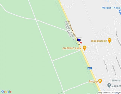 Билборд B в Козине, 6х3  Конча-Заспа, траса Р-01, км 28+950 право, котеджне містечко "РОМАНОВО", комплекс "Сезони SPA", ресторан "Giardino", супермаркет "Wine Time" схема