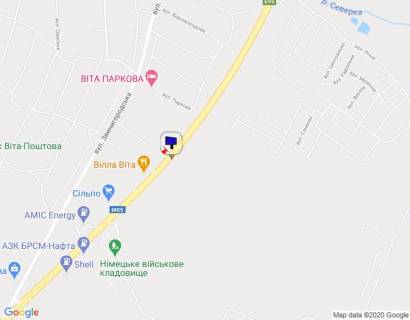 Білборд, Бігборд (Борд)  A у с. Віта-Поштова, 6х3  с. Віта-Поштова, траса М-05 Київ-Одеса, км 21+000 ліво, через 100м після ресторану "Вілла Віта", через 350м після магазину Сільпо схема