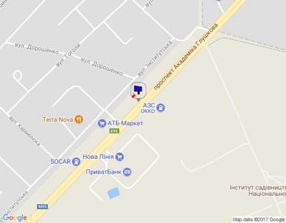 Билборд B в Киеве м. Київ, проспект Академіка Глушкова, траса М-05 Київ-Одеса, км 13+740 право, навпроти АЗС ОККО, за 160м до АЗС UPG, через 130м після Нової Лінії та магазину АТБ, верх схема
