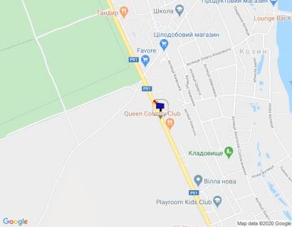Билборд A в Козине, 6х3  Конча-Заспа, траса Р-01, км 30+350 право, навпроти заміської резиденції "QUEEN", клуб "SPORT LIFE" схема