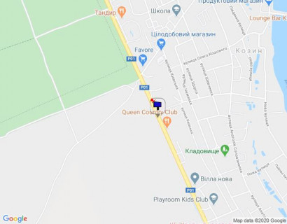 Билборд A в Козине, 6х3  Конча-Заспа, траса Р-01, км 30+350 право, навпроти заміської резиденції "QUEEN", клуб "SPORT LIFE" схема