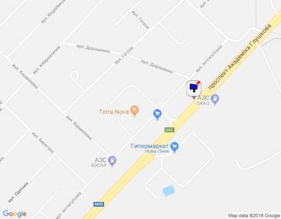 Билборд A в Киеве м. Київ, проспект Академіка Глушкова, траса М-05 Київ-Одеса, км 13+740 право, навпроти АЗС ОККО, через 160м після АЗС UPG, за 130м до Нової Лінії та магазину АТБ, верх схема