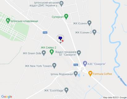 Білборд, Бігборд (Борд)  A у Ірпені, 6х3  м. Ірпінь, вул. Університетська, через 500м після розвилки з вул. Соборна, за 620м до автобусної зупинки, за 660м до ЖК "Матроскін" схема