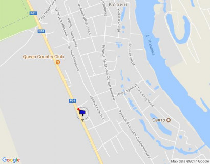 Билборд A в Козине, 6х3  Конча-Заспа, траса Р-01, км 31+040 право, котеджне містечко "Олександрівське", навпроти клініки "VIVA", через 390м після комплексу "QUEEN COUNTRY CLUB" схема