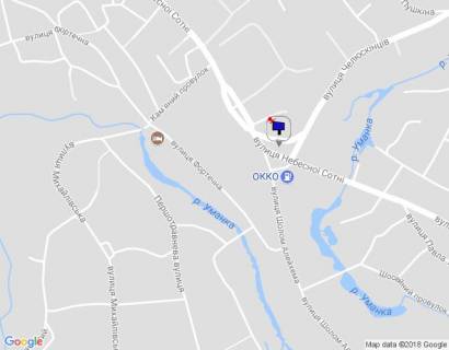 Billboard B in Uman m. Uman', st. Nebesnoi Sotni, pered povorotom na st. Celuskinciv, za povorotom na st. Solom-Alejhema, navproti AZS OKKO, za 80m do avtobusnoi zupinki, livij scheme
