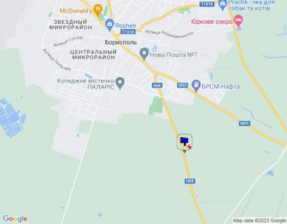 Билборд A на трассах Киевской области, 6х3  Черкаська траса, траса Н-08 "Бориспіль-Дніпро-Запоріжжя", км 2+300 ліво, в'їзд в м. Бориспіль з Дніпра (Переяслава) схема