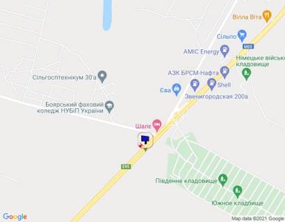 Билборд A в с. Вита-Почтовая, 6х3  траса М-05 Київ-Одеса, км 22+365 ліво, за 330м до повороту на Боярку схема
